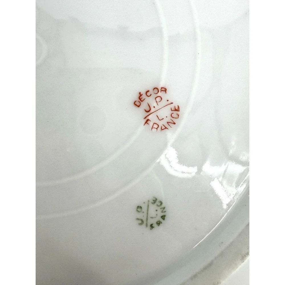 Jean Pouyat Limoges France Hand-Painted Floral Porcelain‎ Cake Platter Handles